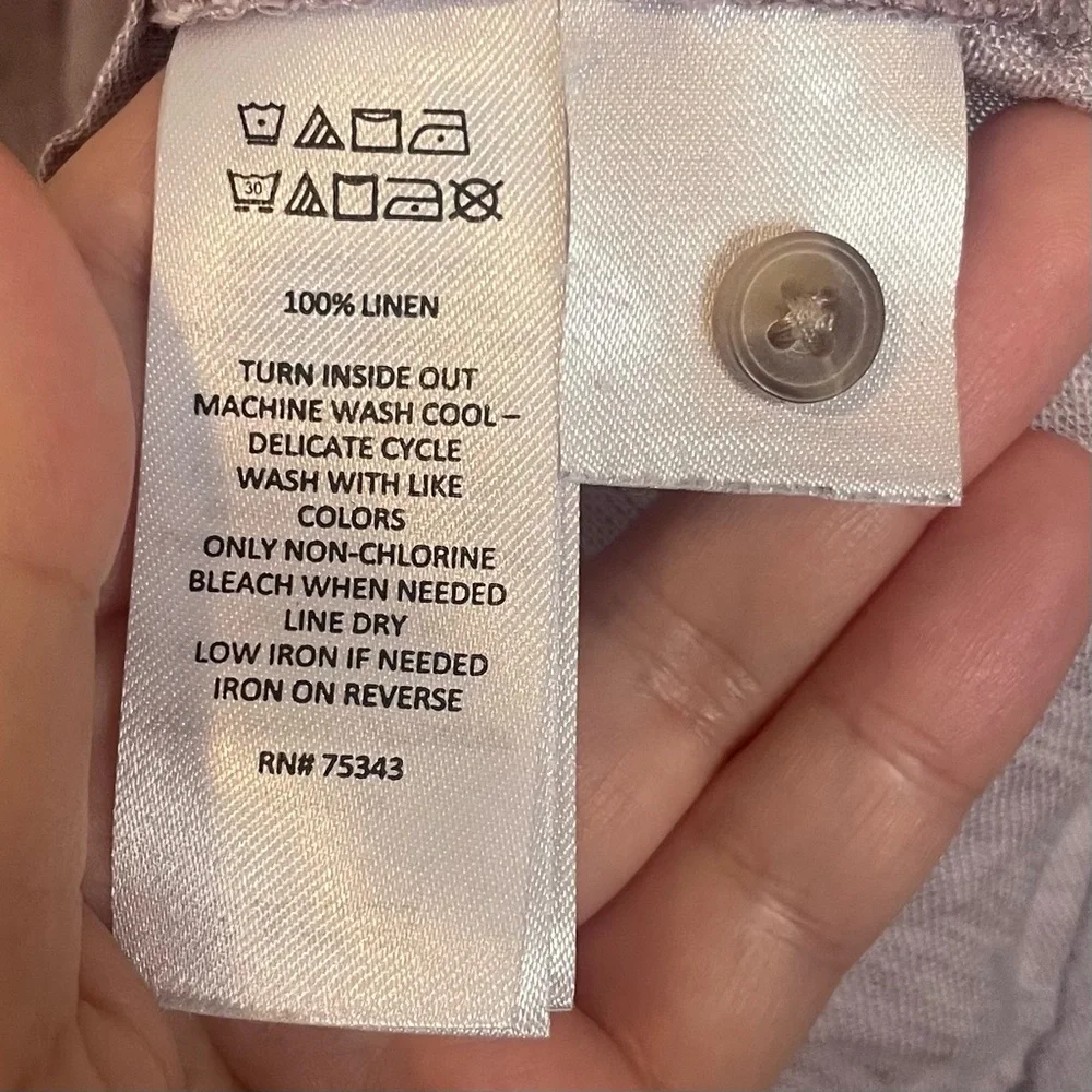 Rachel Zoe 100% Linen Light Purple Short Sleeve Button Up Shirt Blouse Sz Medium - Picture 6 of 6